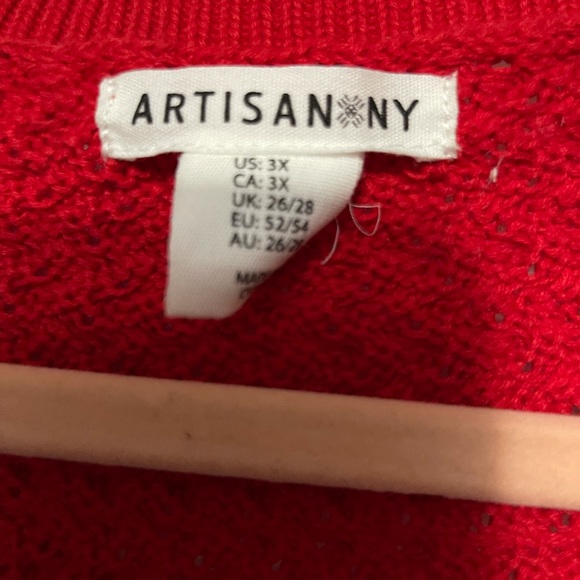 Artisan NY red sweater.  3x - Picture 3 of 3